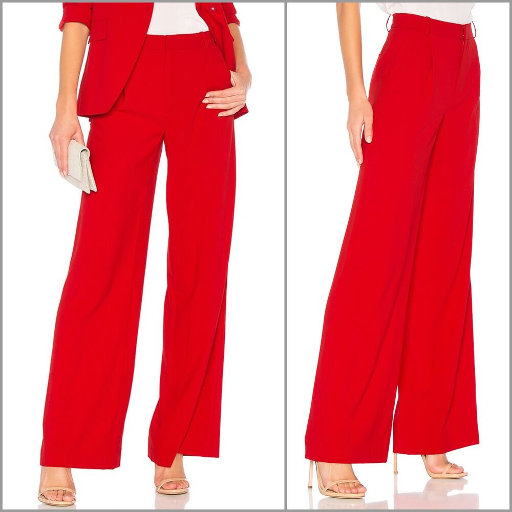 Alice + Olivia Eric Wide Leg Pants in Ruby Red Size 12